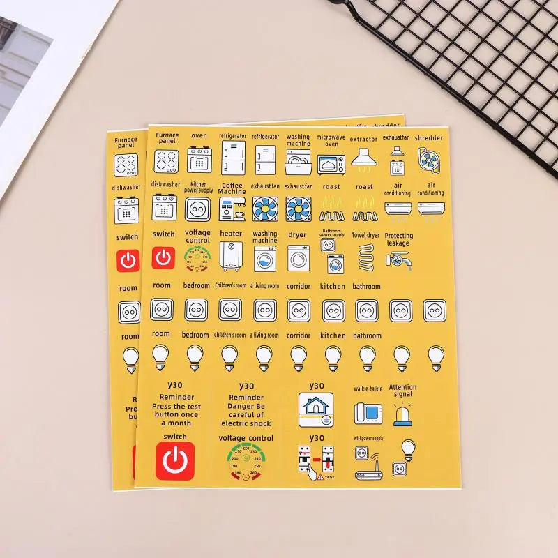 Waterproof Circuit Breaker Labels – Electric Box Sticker Sheets Electrical Panel Labels Richie's yellow 2sheets