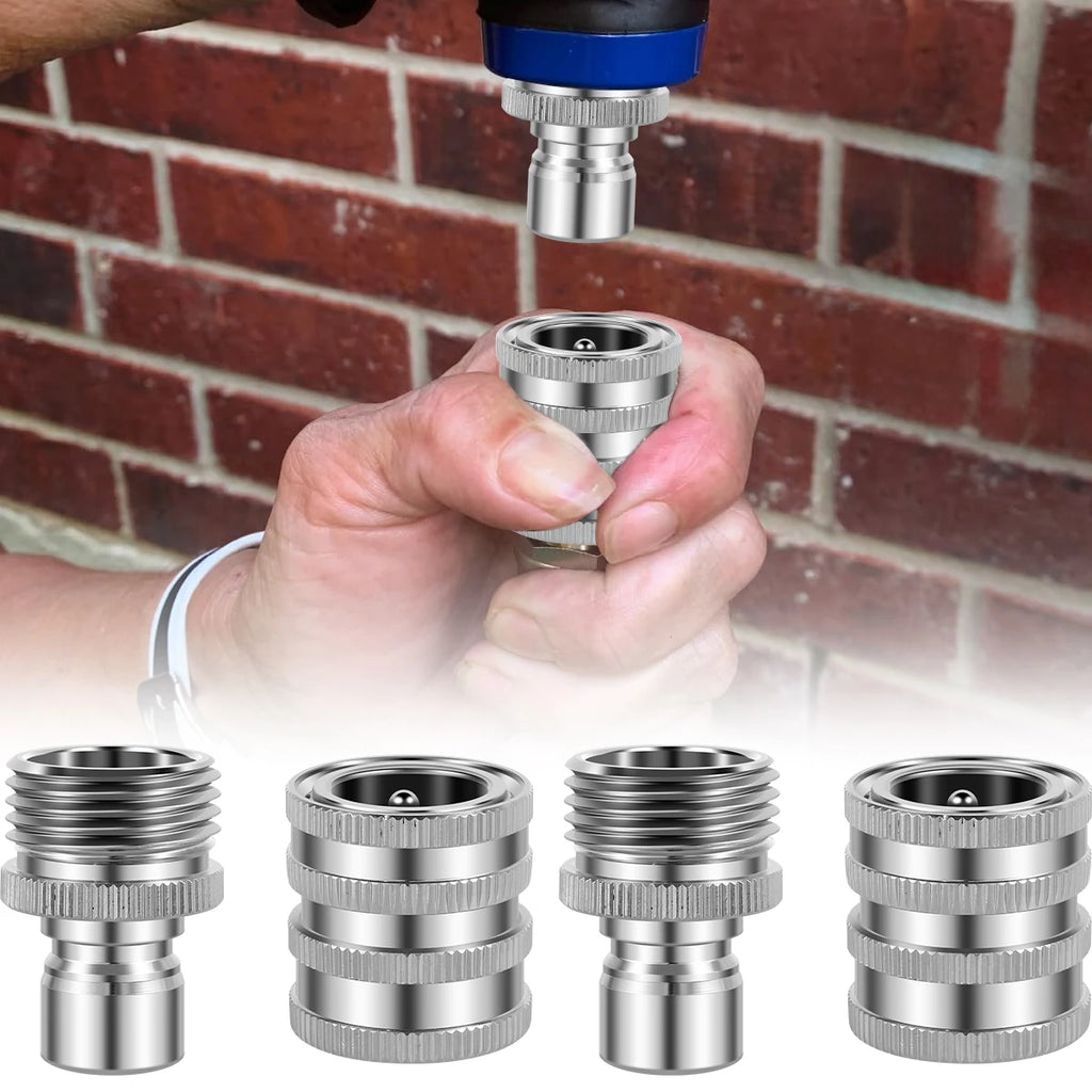 4Pcs Stainless Steel Garden Hose Quick Connector 3/4" Fitting Garden Hose Connector Richie's