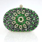 Flower Rhinestone Evening Clutch Bag with Chain – Prom & Wedding Evening Clutch Bag Richie's Green 20x5x15cm