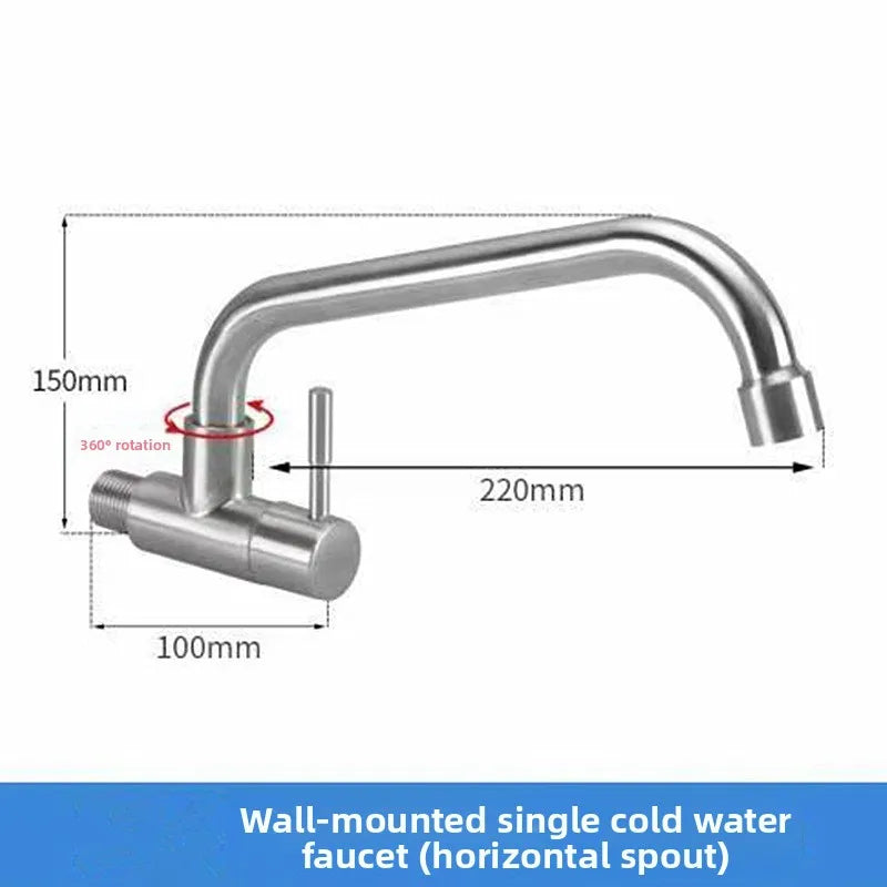 Wall Mount Single Cold Kitchen Faucet – Stainless Steel Sink Tap Kitchen Wall Faucet Richie's 201-6