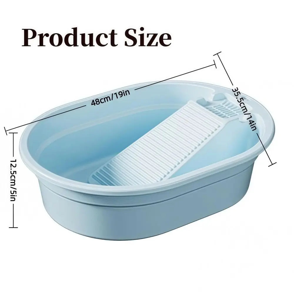 2-in-1 Washboard Basin Large Plastic Laundry Tub Hand Washing Laundry Washboard Tub Richie's