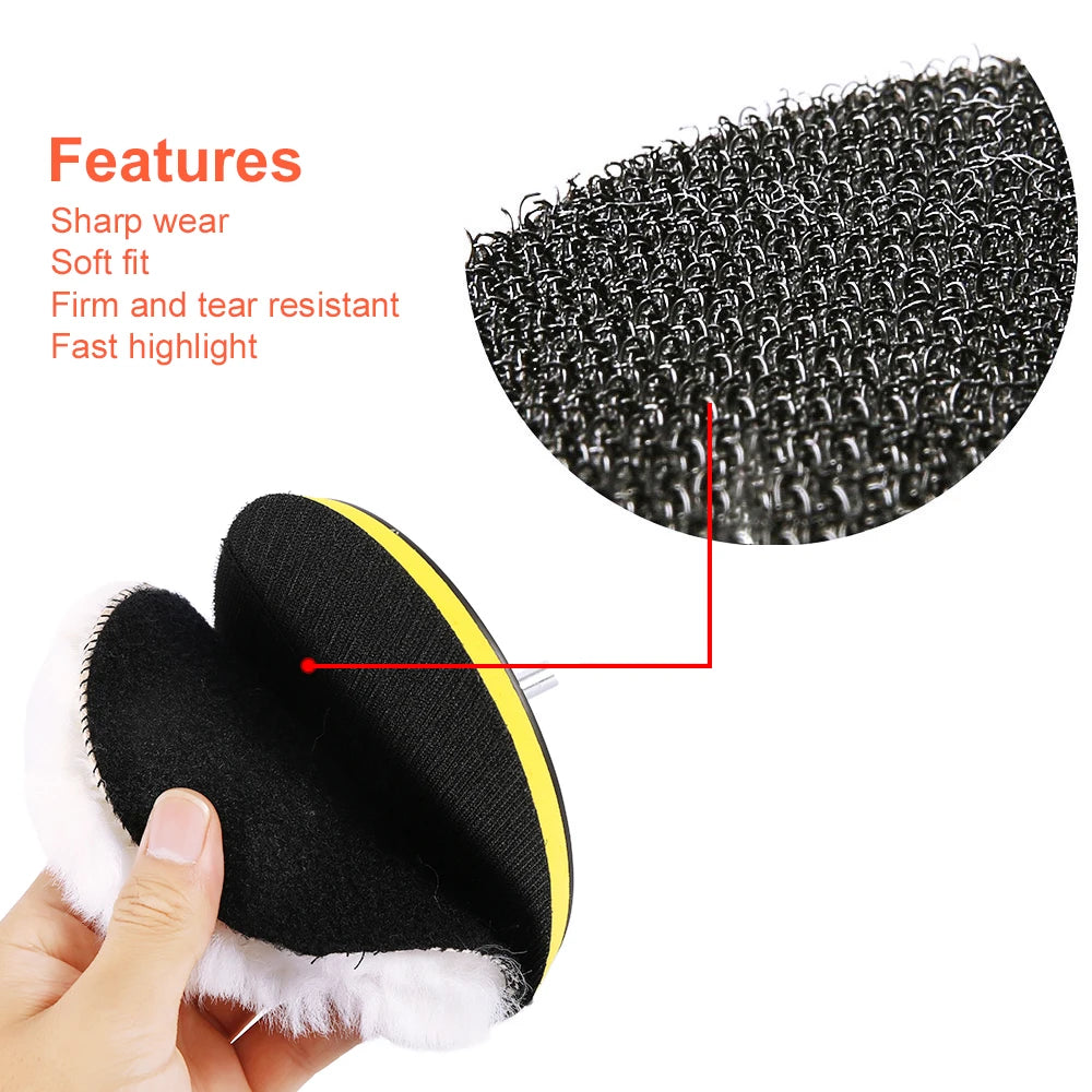 7-Pc 4" Wool Polishing Pads Kit – Hook & Loop Buffing Bonnets Car Polishing Pads Richie's