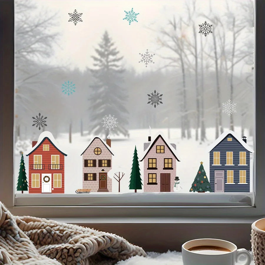 Christmas Snow Village Window Clings – Removable Winter Stickers Window Clings Richie's
