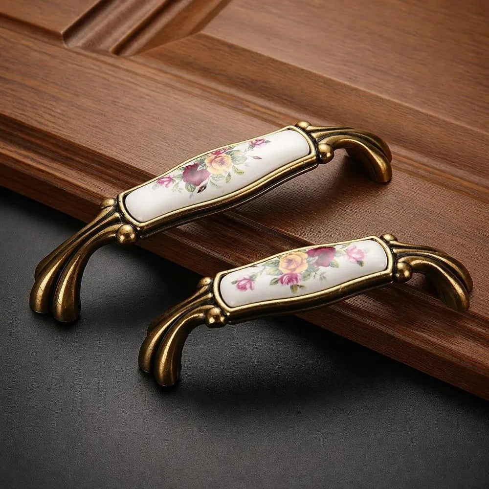 Zinc Alloy Ceramic Cabinet Pulls Antique Gold Drawer Handles Cabinet Pulls Richie's