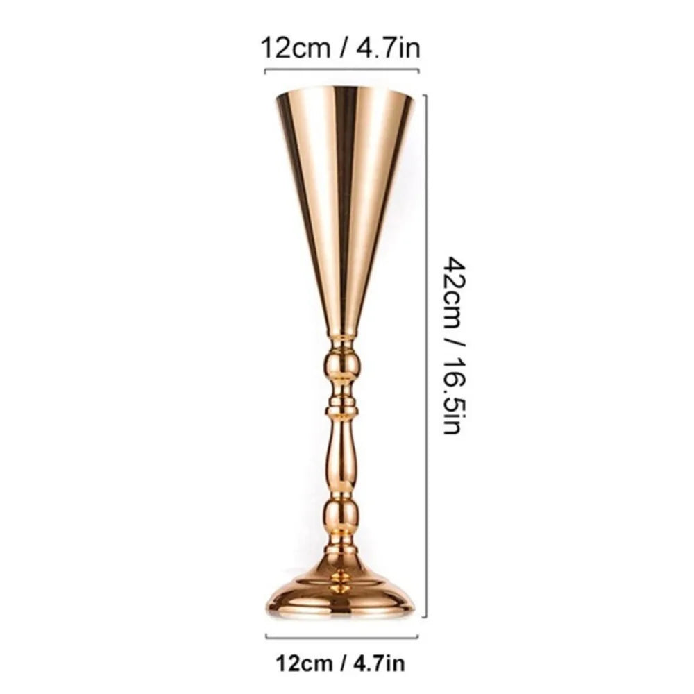 Golden Iron Flower Vase European Wedding Candle Holder Stand Decorative Flower Vase Richie's Gold L