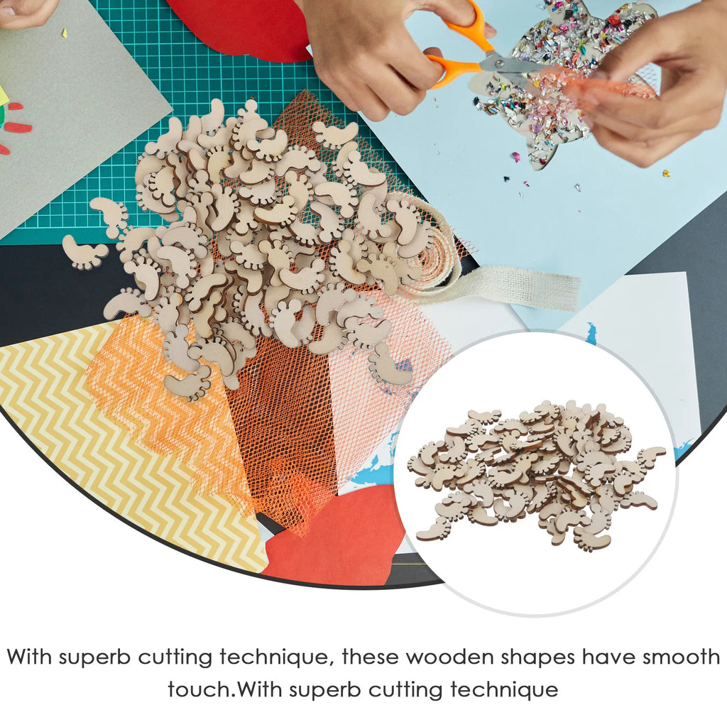 100Pcs Footprint Wood Cutouts – DIY Craft & Party Embellishments Wood Craft Cutouts Richie's
