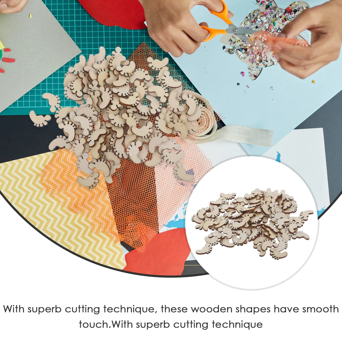 100Pcs Footprint Wood Cutouts – DIY Craft & Party Embellishments Wood Craft Cutouts Richie's