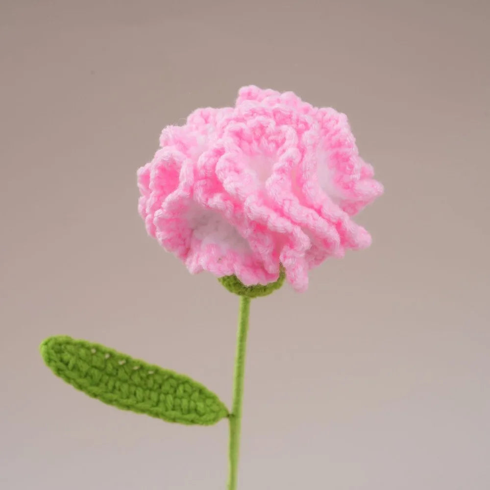 Handmade Crochet Carnation Bouquet – Colorful Knit Wool Flowers Crochet Flower Bouquet Richie's Hot Pink