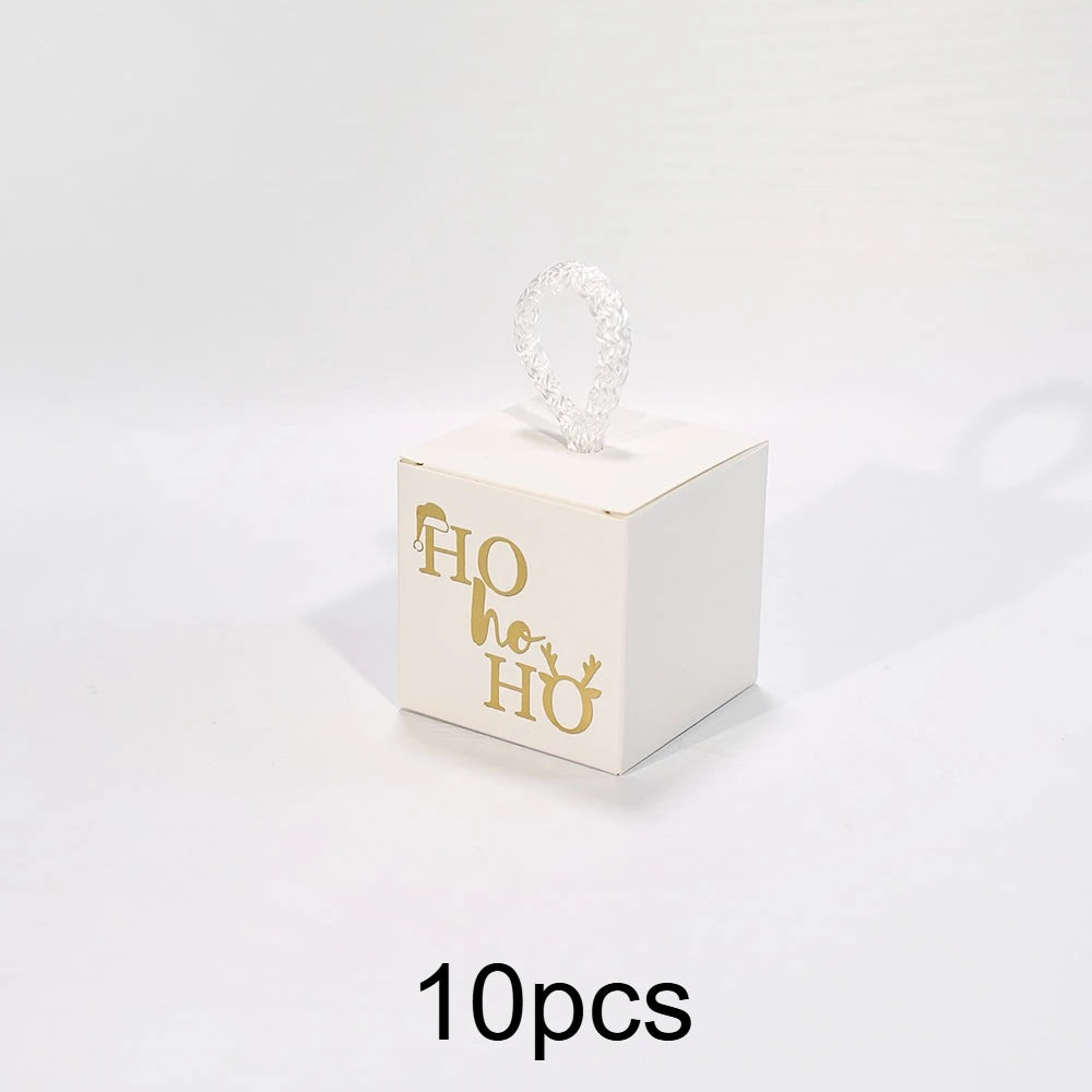 10pcs Christmas Cube Gift Boxes with Rope Handle | Favor Boxes Holiday Gift Boxes Richie's White rope 10pcs One size fits all