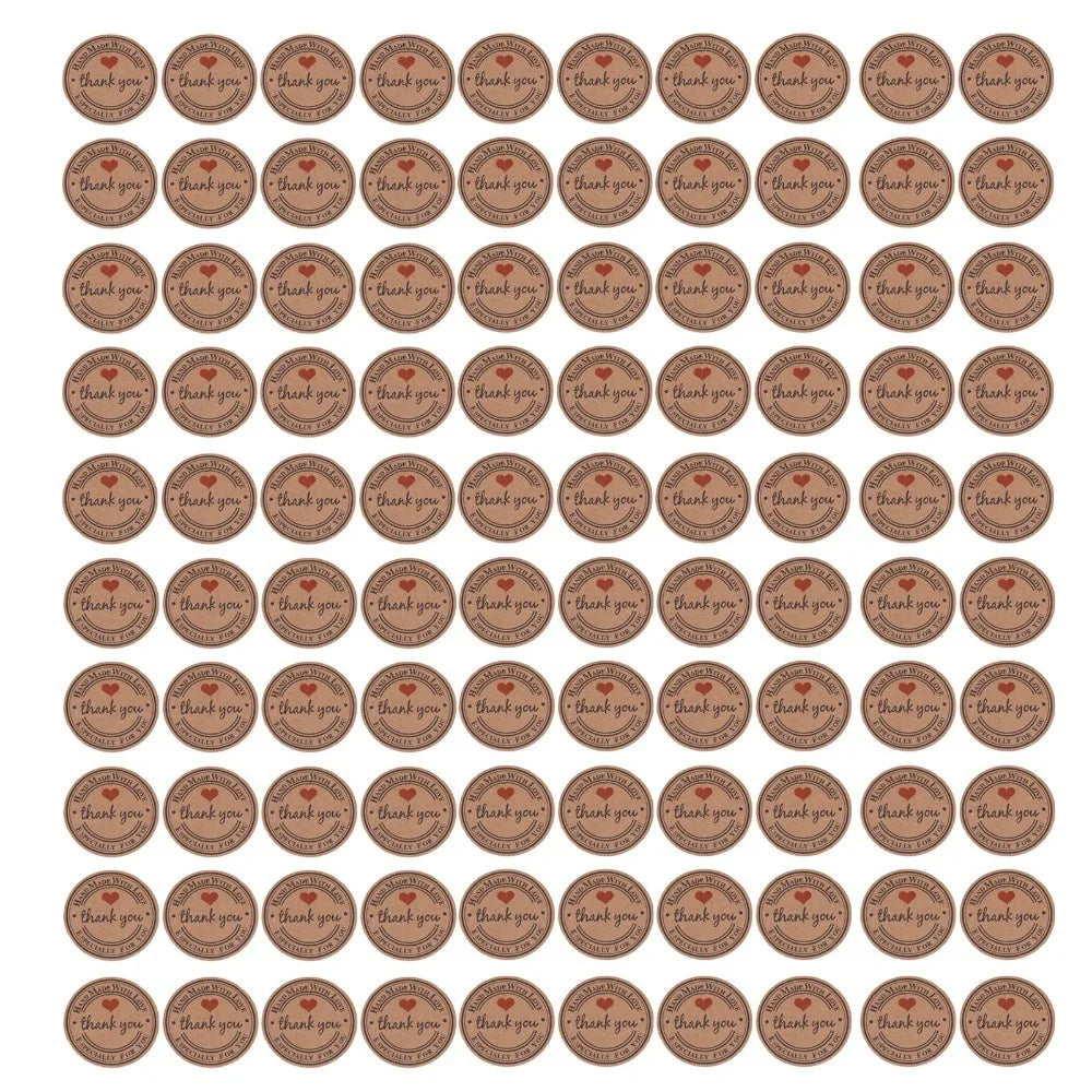 100pcs Round Kraft Paper Gift Tags with String | Brown Hang Labels Kraft Paper Tags Richie's Vintage Stamp