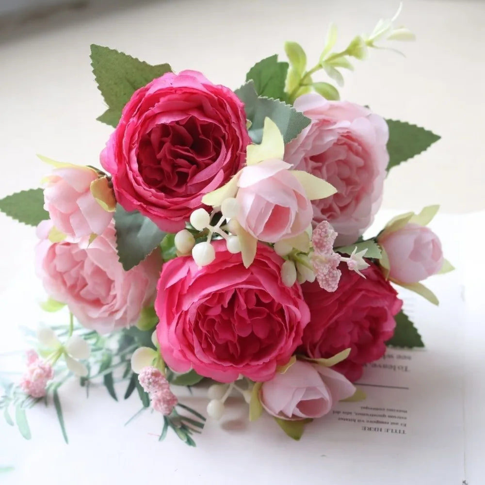 Faux Silk Artificial Roses Long Stem Fake Flowers – Home & Wedding Artificial Silk Flowers Richie's Pink
