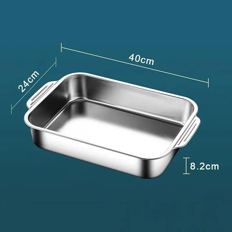 Stainless Steel Baking Pan with Lid – Roasting & Serving Dish Baking Pan Richie's L