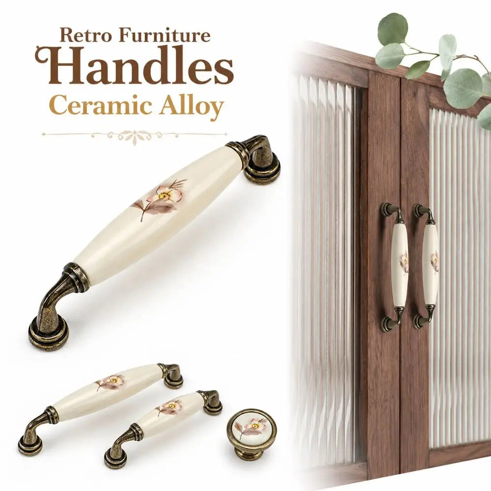 European Retro Floral Ceramic Cabinet Knob Handle | Zinc Alloy Cabinet Knob Handle Richie's