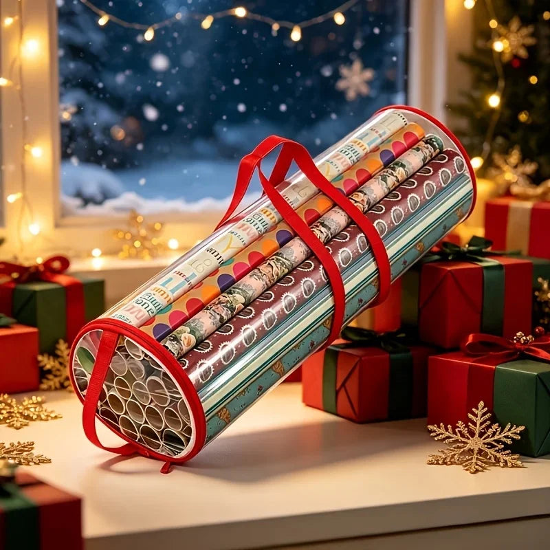 Wrapping Paper Storage Box with Handle | Portable Roll Holder Gift Wrap Organizer Richie's