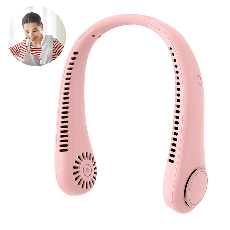 Portable Neck Fan 3-Speed Hands-Free 4000mAh Rechargeable Wearable Neck Fan Richie's Pink