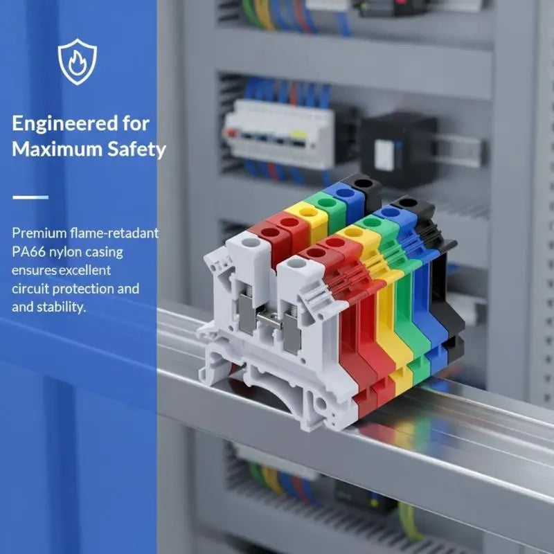 UK2.5B DIN Rail Terminal Blocks 10Pcs – 2.5mm² Screw Connectors DIN Rail Terminal Block Richie's