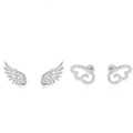 Angel Wing Crystal Stud Earrings – Sparkling Geometric Ear Studs Crystal Stud Earrings Richie's 2 pairs