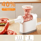 Manual Sausage Stuffer Machine – Large Capacity, 3 Nozzles Sausage Stuffer Machine Richie's White