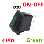KCD3 Waterproof Rocker Switch 3-Pin ON-OFF 15A 250VAC LED Rocker Switch Richie's 2D3P-Green 220V (ON-OFF)