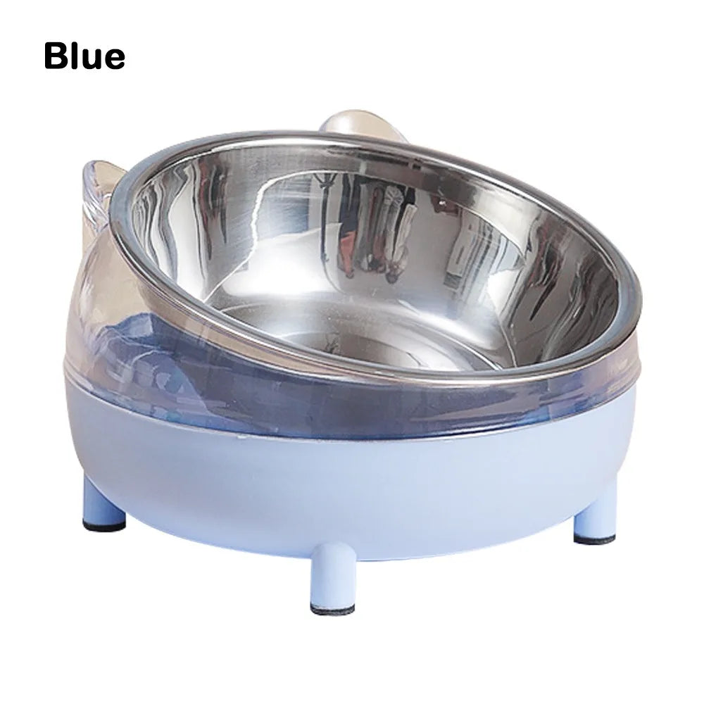 Elevated Tilted Cat Bowl – Stainless Steel Pet Feeder Dish Elevated Pet Bowl Richie's Blue