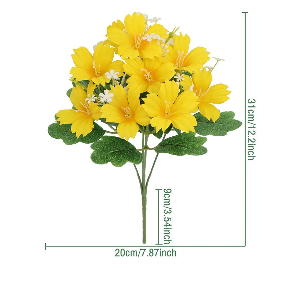 UV Resistant Artificial Trumpet Flower Bouquet | Home Decor Artificial Flower Bouquet Richie's Yellow