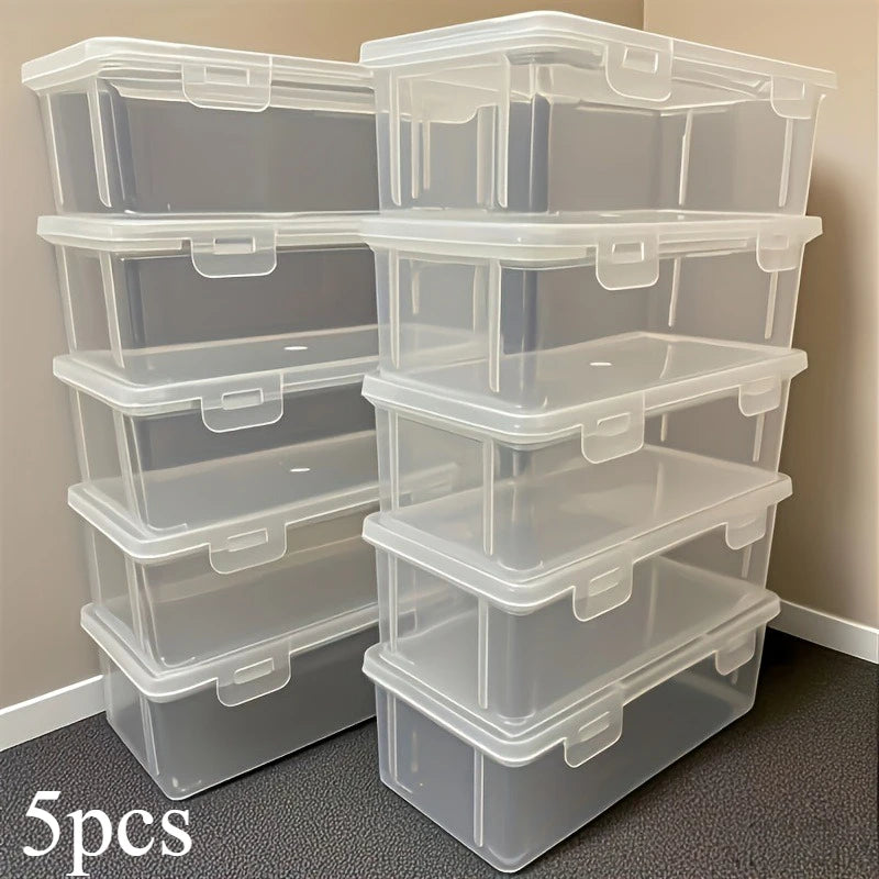 5-Pack Large Transparent Stackable Storage Boxes with Lids Storage Container Set Richie's 5pcs