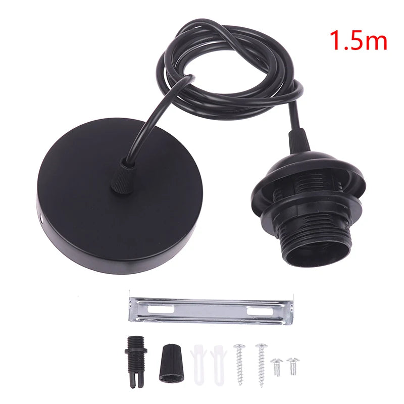 Retro E27 Pendant Lamp Holder Socket with Hanging Wire 1m/1.5m Pendant Lamp Holder Richie's 150cm Black