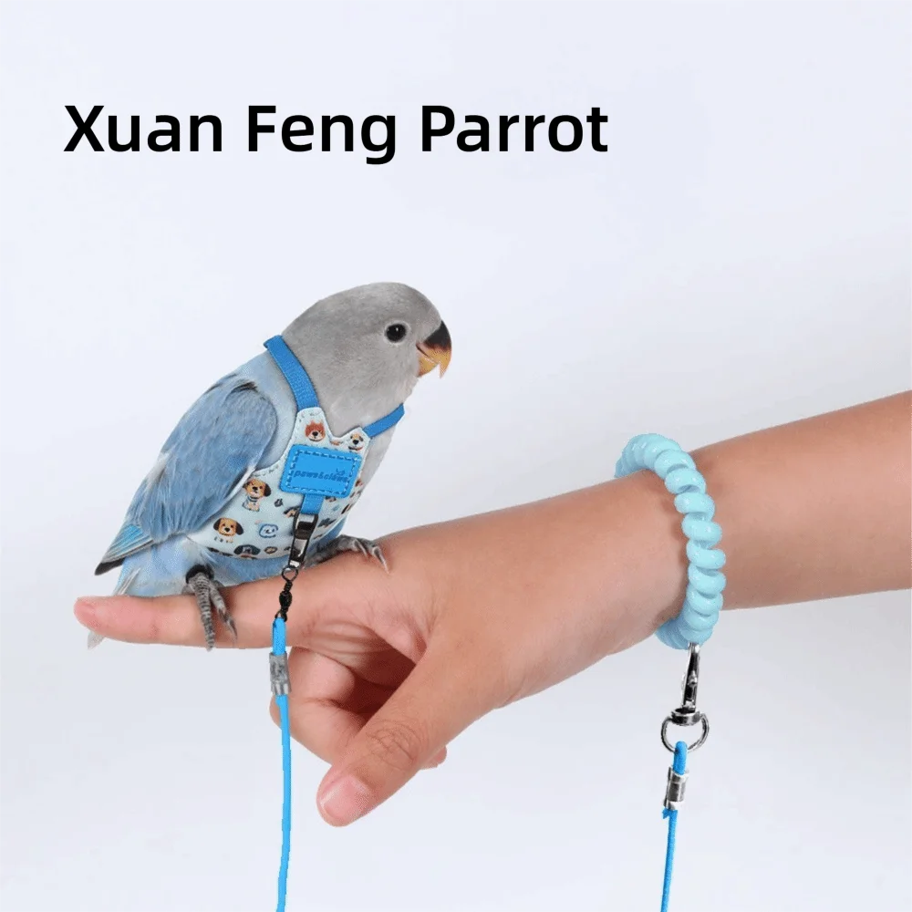 Adjustable Breathable Parrot Flight Harness & Walking Leash Bird Flight Harness Richie's Blue-Style4