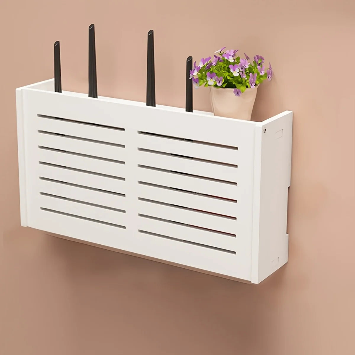 Wall Mounted WiFi Router Storage Box & Cable Organizer Router Storage Box Richie's WHITE