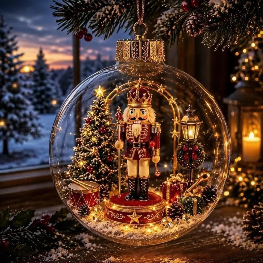 Light-Up Acrylic Christmas Ball Ornament 8CM Santa Claus Christmas Ball Ornament Richie's Style-6