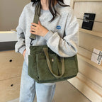 Large Capacity Corduroy Tote Bag | Korean Style Shoulder Bag Corduroy Tote Bag Richie's