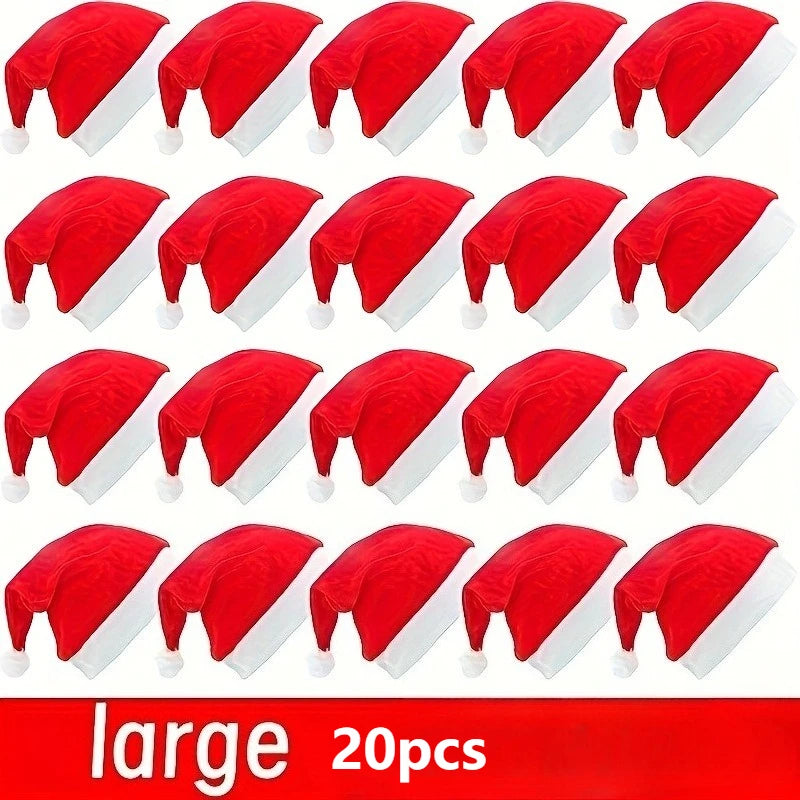 Red Santa Hats 10/20 Pack – Adult Christmas Party Set Christmas Santa Hat Set Richie's as shown Large 20pcs