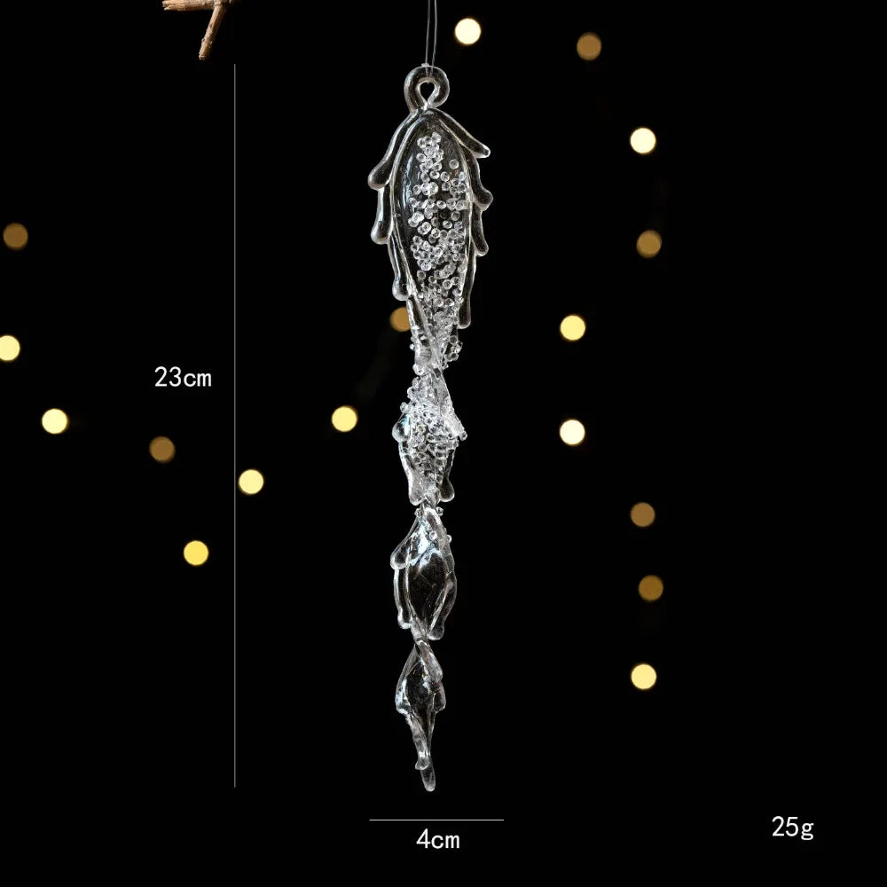 Acrylic Christmas Ice Drop Hanging Ornaments | Clear Pendants Christmas Ornaments Richie's E