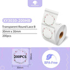 Phomemo M110 M200 M221 Round Transparent Thermal Labels 1.57" Thermal Label Roll Richie's XY5050-140HB