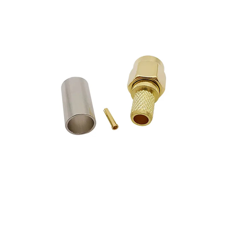 10Pcs RP-SMA Male RF Connector for RG58 LMR195 LMR200 Cable RF Coax Connector Richie's