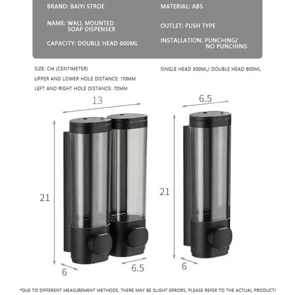 Wall-Mounted Manual Soap Dispenser – ABS Plastic White & Black Soap Dispenser Richie's