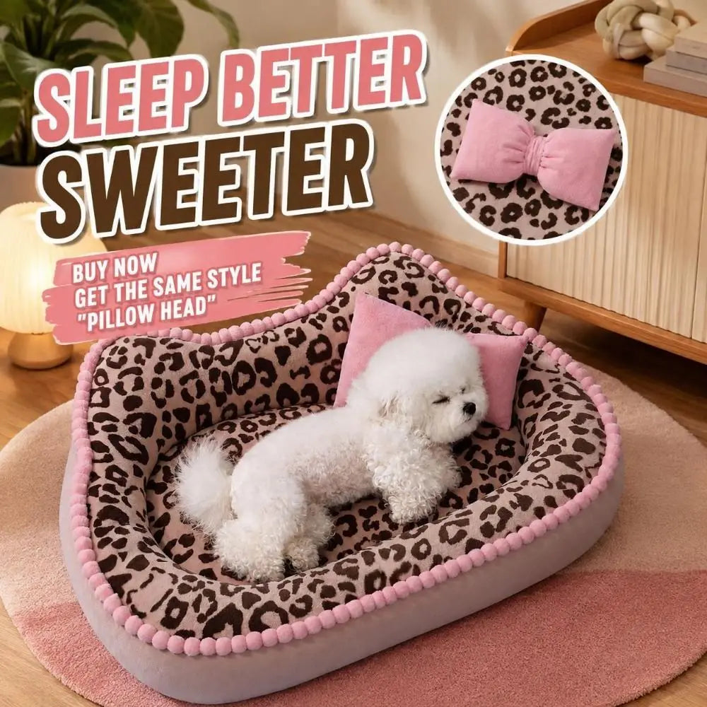 Leopard Print Cat Dog Sofa Bed – Soft Washable Pet Cushion Pet Sofa Bed Richie's