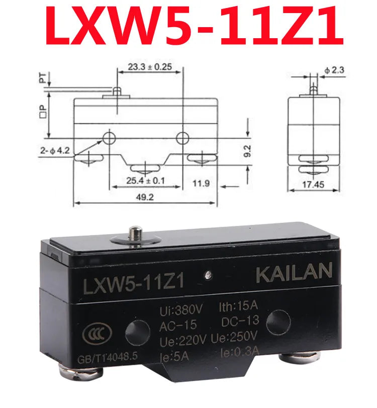 LXW5 Micro Limit Switch 10A AC 380V DC 220V Push Plunger SPDT Micro Limit Switch Richie's LXW5-11Z
