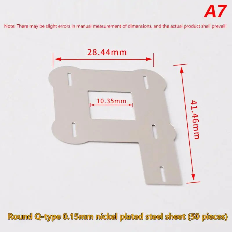 50Pcs T-Shape Nickel Tabs 18650 Battery Spot Welding 0.15mm Battery Welding Tabs Richie's Round Q-shape 50pcs