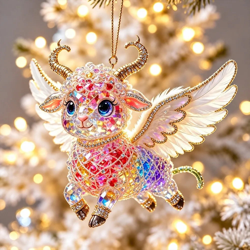 Rhinestone Goat Hanging Ornament – Acrylic Zodiac Charm Set Holiday Ornament Set Richie's