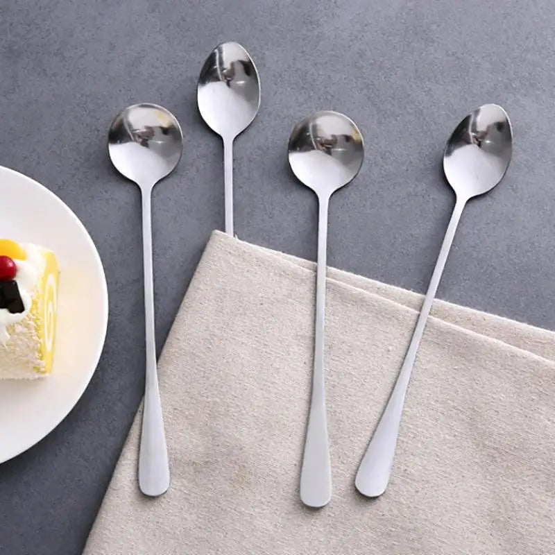 Stainless Steel Long Handle Spoon – Coffee, Ice Cream & Fruit Kitchen Flatware Richie's