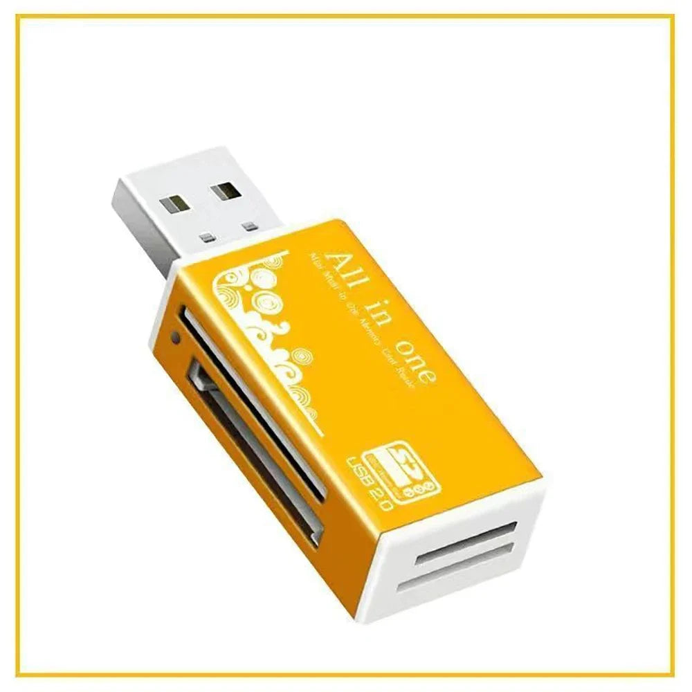 4-Port USB 2.0 Alloy Card Reader – SD TF M2 MS MMC with LED USB Card Reader Richie's Gold No plug