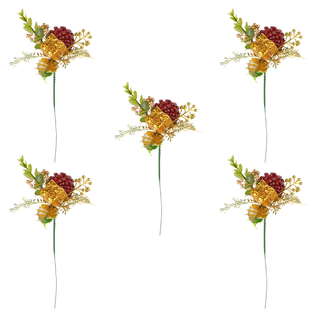 5-Pack Artificial Christmas Flower Branch & Leaf Picks Holiday Floral Picks Richie's