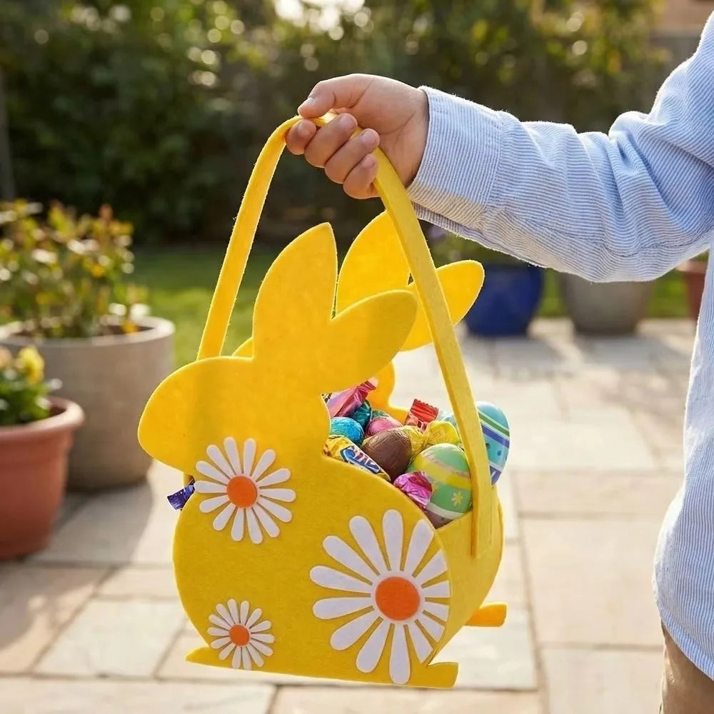 Felt Easter Bunny Candy Gift Bag with Handle | Party Basket Easter Gift Bag Richie's