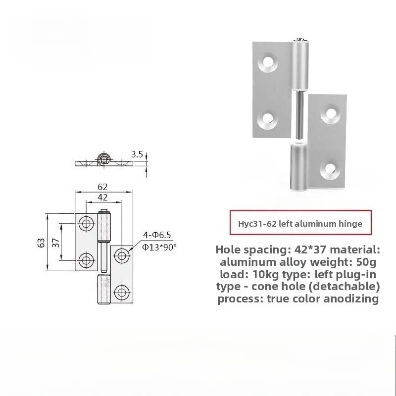 Plug-In Aluminum Alloy Cabinet Door Hinge – Quick Release Cabinet Door Hinge Richie's HYC31-62 left