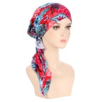 Women's Floral Turban Hijab Stretch Pre-Tied Head Wrap Cap Turban Head Wrap Richie's red and green