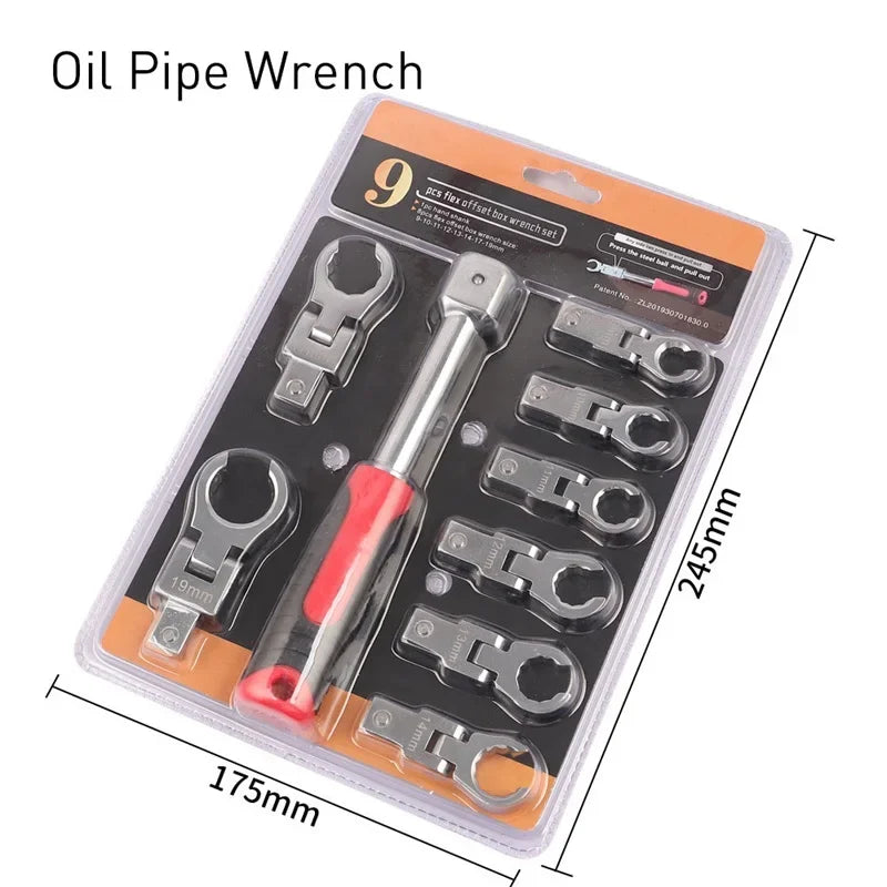 TOTNEND Ratchet Wrench Set 180° Rotatable Interchangeable Heads Ratchet Wrench Set Richie's Oil pipe wrench