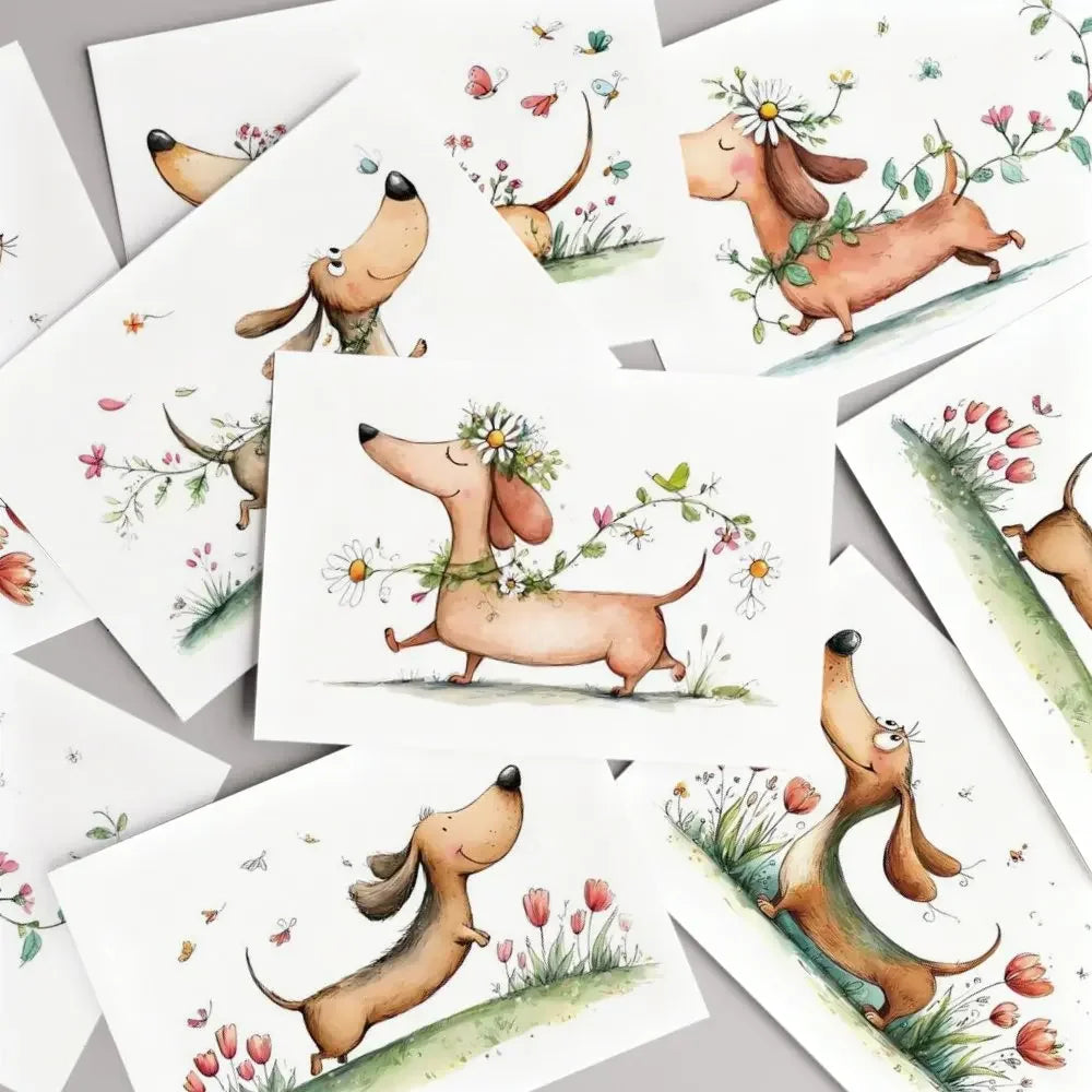 24 Dachshund Watercolor Greeting Cards – Birthday & Wedding Greeting Card Set Richie's