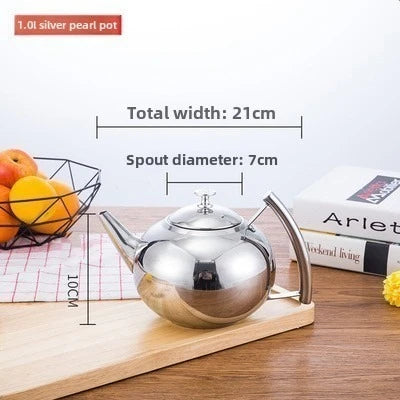 Stainless Steel Teapot Kettle 1L–2L with Filter | Gas & Induction Stovetop Tea Kettle Richie's 1L Silver Pearl Pot