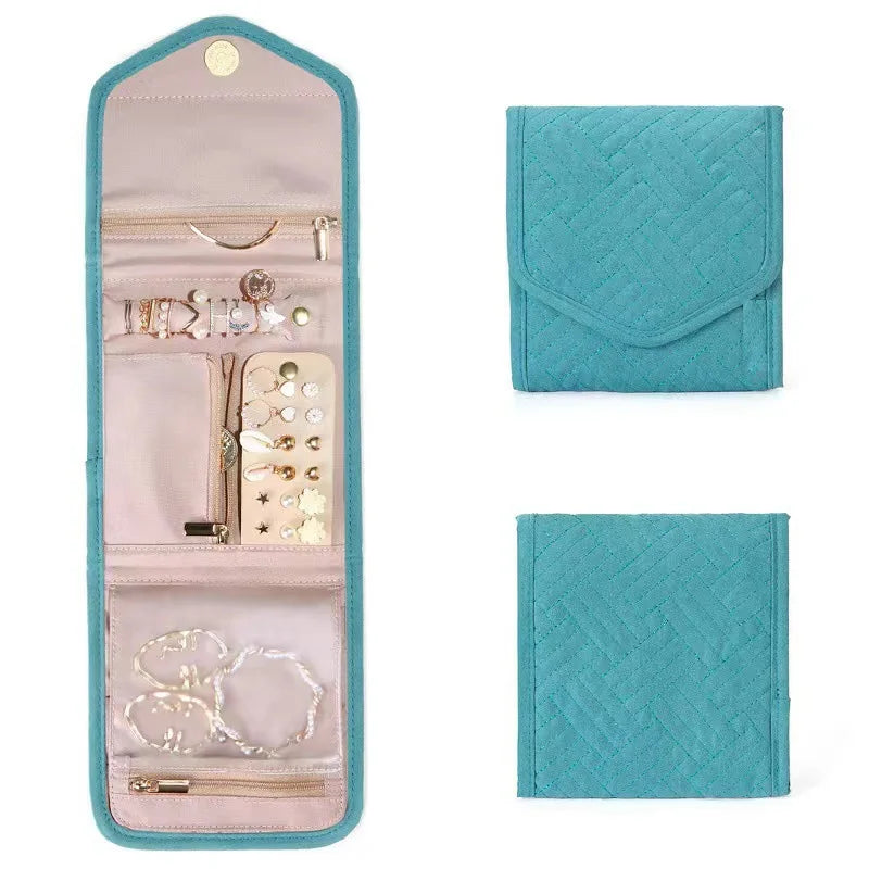 Foldable Travel Jewelry Organizer Bag – Necklaces & Rings Jewelry Travel Organizer Richie's S-14x14.5cm blue